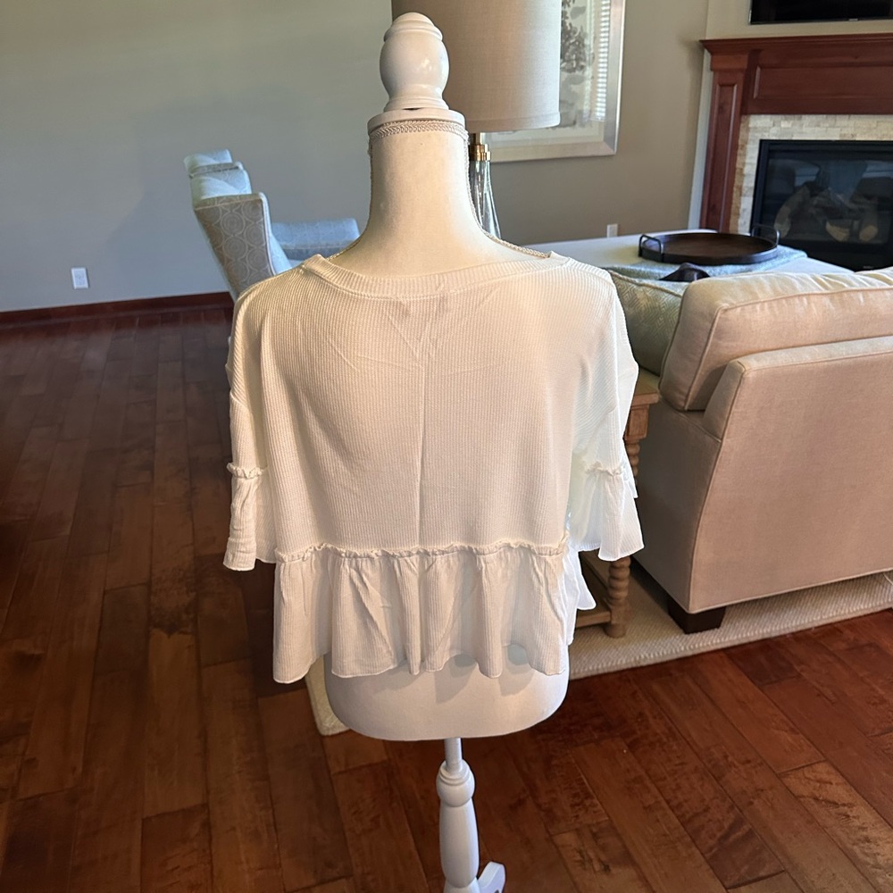 Altar'd State White Ruffle Crop Top - Picture 2 of 4